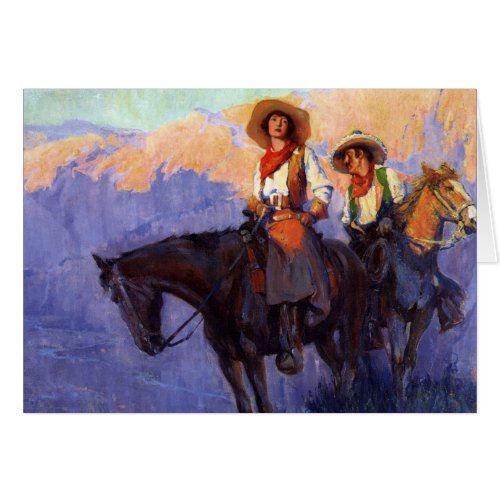 Vintage Cowboys Man and Woman on Horses Anderson