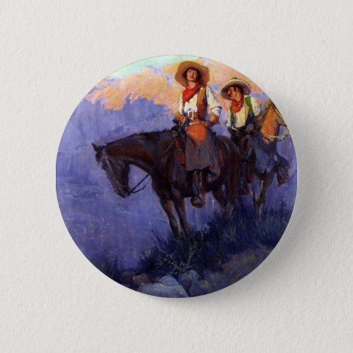 Vintage Cowboys Man and Woman on Horses Anderson Button