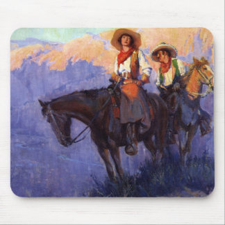 Vintage Cowboys, Man and Woman on Horses, Anderson Mouse Pad