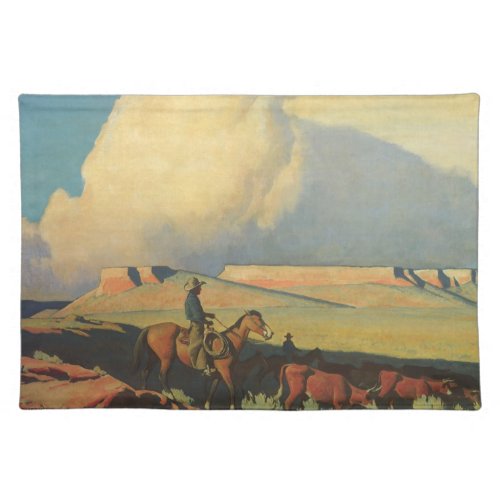 Vintage Cowboys Open Range by Maynard Dixon Cloth Placemat