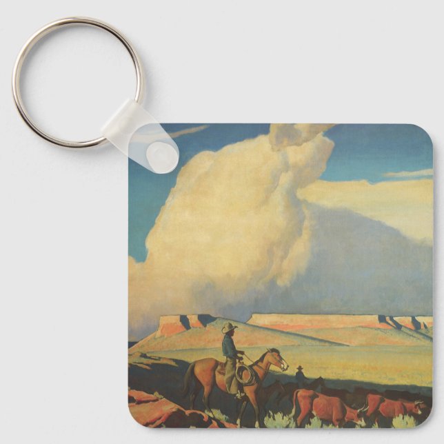 Vintage Cowboys, Open Range by Maynard Dixon Keychain (Front)