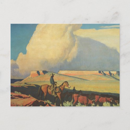 Vintage Cowboys Open Range by Maynard Dixon Postcard