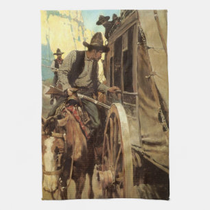 Vintage Cowboys, The Admirable Outlaw by NC Wyeth Kitchen Towel