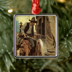 Vintage Cowboys, The Admirable Outlaw by NC Wyeth Metal Ornament