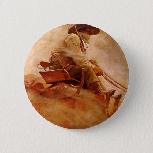 Vintage Cowboys The Ore Wagon by NC Wyeth Button