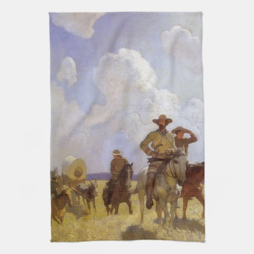 Vintage Cowboys The Parkman Outfit by NC Wyeth Kitchen Towel
