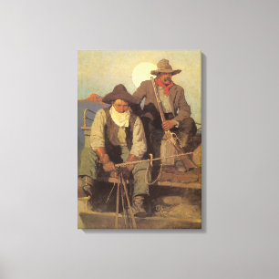 Vintage Cowboys, The Pay Stage by NC Wyeth Canvas Print
