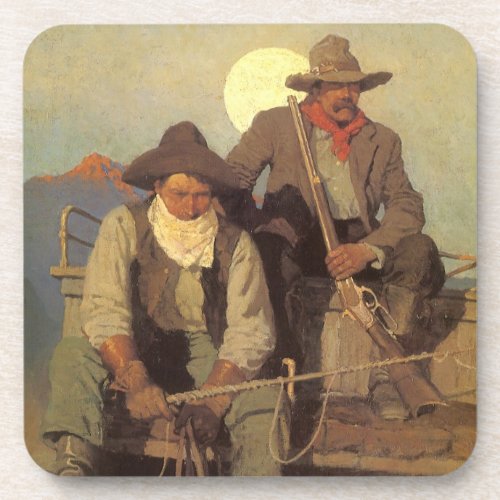 Vintage Cowboys The Pay Stage by NC Wyeth Coaster