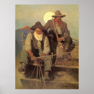 Vintage Cowboys, The Pay Stage by NC Wyeth Poster