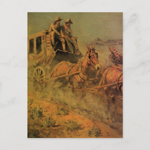 Vintage Cowboys The Stage Coach by John Borein Postcard