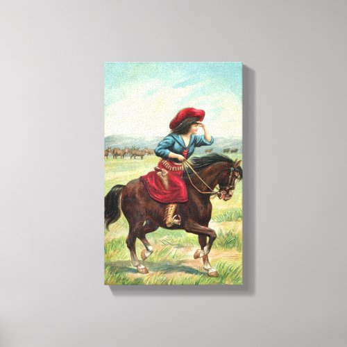 Vintage Cowgirl 9x145 Canvas Print
