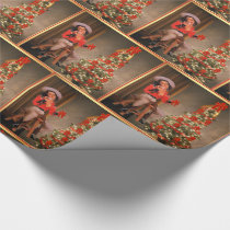 Vintage Cowgirl and Christmas Tree Holiday Wrapping Paper