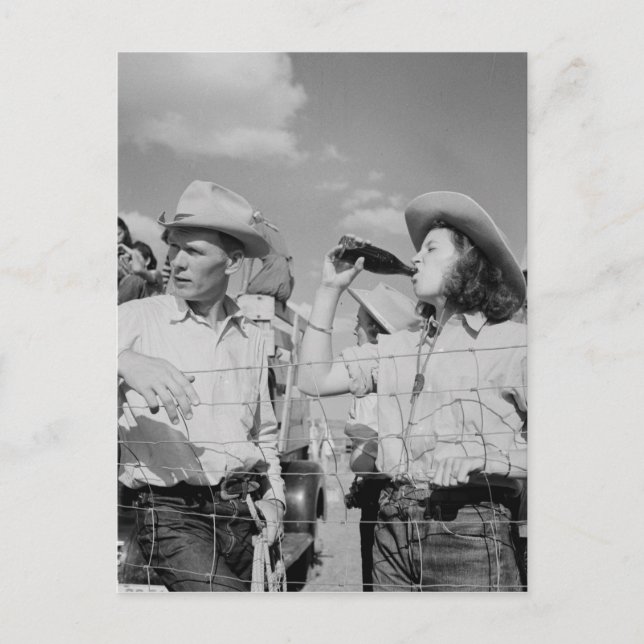 Vintage Cowgirl and Cowboy Photograph  Postcard (Front)