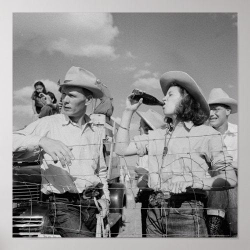 Vintage Cowgirl and Cowboy Photograph Poster