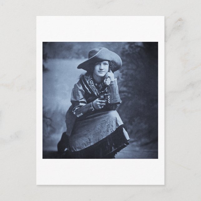Vintage Cowgirl and Her Six Shooter Postcard (Front)