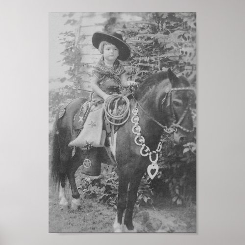 VINTAGE COWGIRL BLACK AND WHITE POSTER