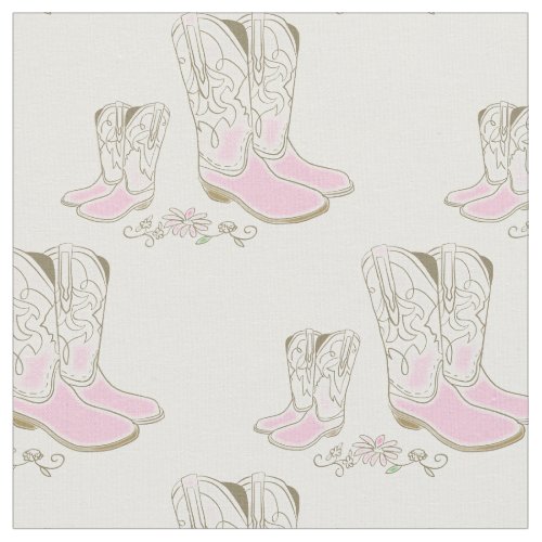 Vintage Cowgirl Boots Soft Pink Baby Room Decor Fabric