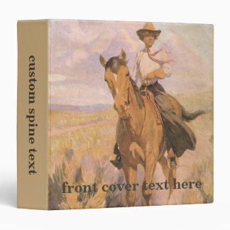 Vintage Cowgirl Cowboy, Woman on Horse by Dunton 3 Ring Binder