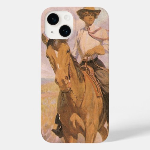 Vintage Cowgirl Cowboy Woman on Horse by Dunton Case_Mate iPhone 14 Case