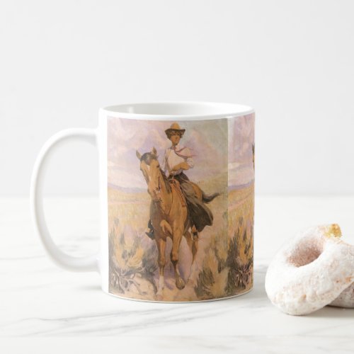 Vintage Cowgirl Cowboy Woman on Horse by Dunton Coffee Mug