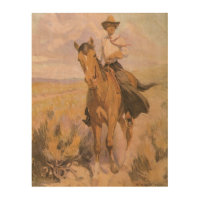 Vintage Cowgirl Cowboy, Woman on Horse by Dunton