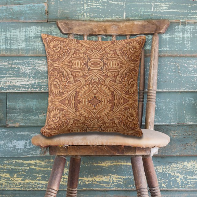 vintage cowgirl fashion southwestern leather throw pillow (Creator Uploaded)