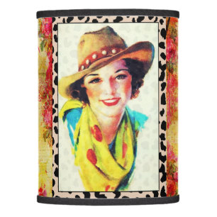 Vintage Cowgirl Floral Graphic Lampshade