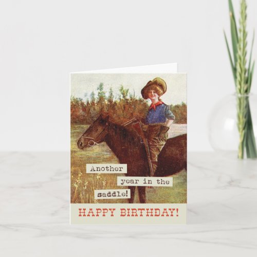 Vintage Cowgirl  Horse Birthday Card