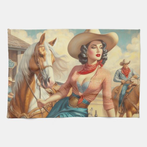 Vintage Cowgirl Kitchen Towel
