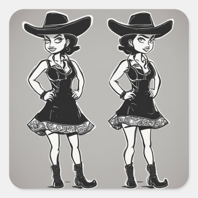 Vintage Cowgirl LBD Sticker (Front)