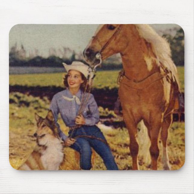 Vintage Cowgirl Mouse Pad (Front)
