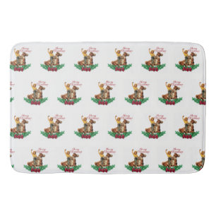 Vintage Cowgirl On Horse Merry Christmas Bath Mat
