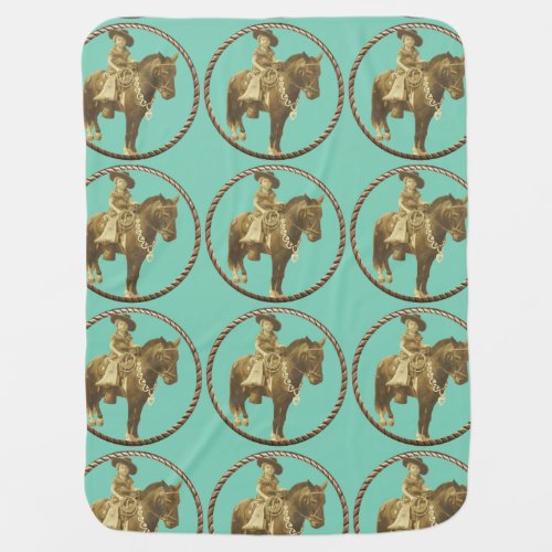 Vintage Cowgirl On Horse Receiving Blanket