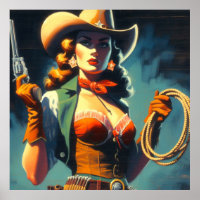 Vintage Cowgirl Painting