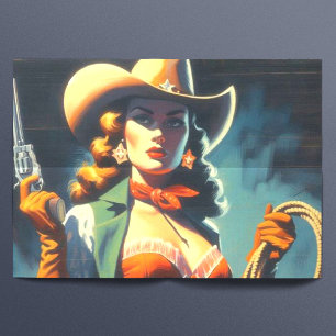 Vintage Cowgirl Painting Tissue Paper