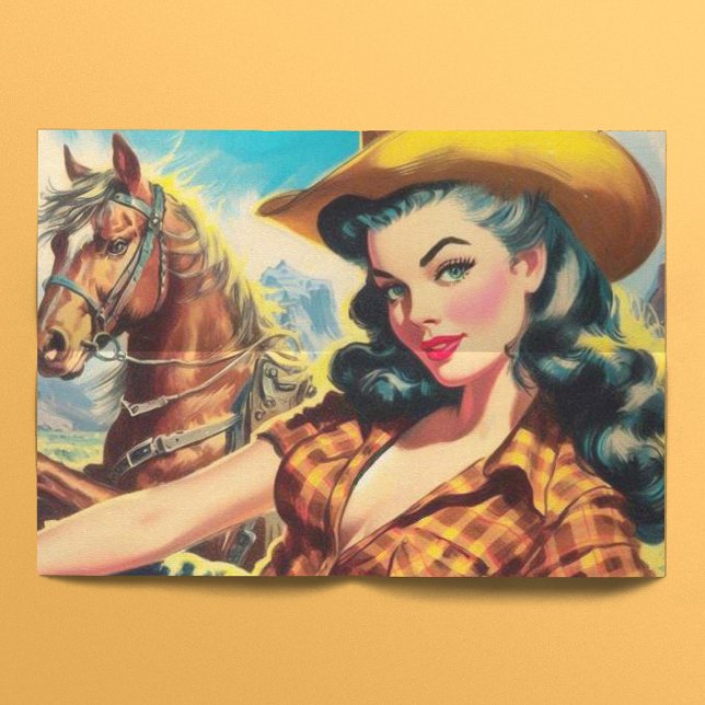 Vintage Cowgirl Painting Tissue Paper (Creator Uploaded)