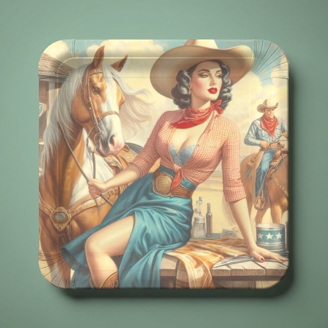 Vintage Cowgirl Paper Plates (Creator Uploaded)