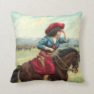 Vintage Cowgirl Pillow "Eye on the Horizon"