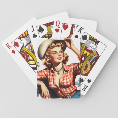 Vintage Cowgirl Pin Up Poker Cards