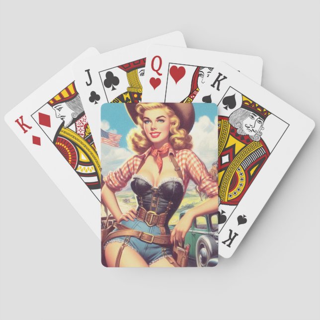 Vintage Cowgirl Pin Up Poker Cards (Back)