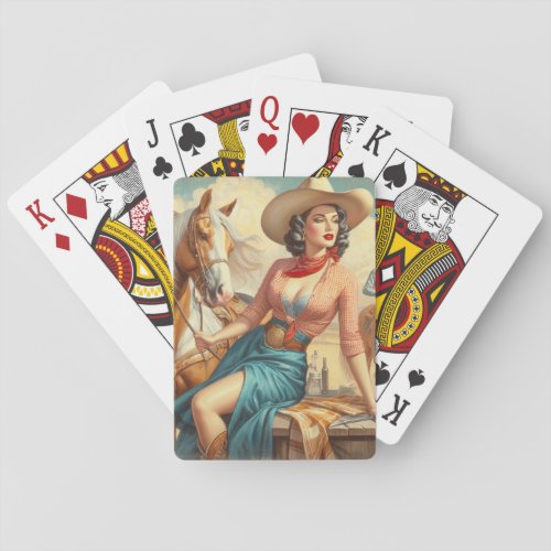 Vintage Cowgirl Playing Cards