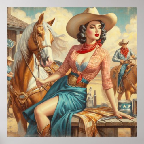 Vintage Cowgirl Poster