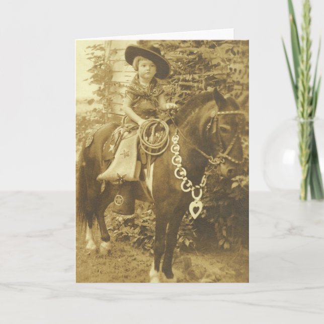 VINTAGE COWGIRL RODEO GREETING CARD (Front)