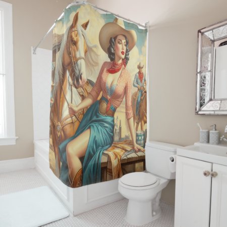 Vintage Cowgirl Shower Curtain