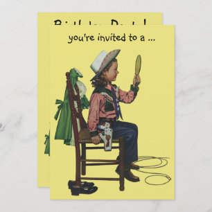 Vintage Cowgirl Sleepover Girl Birthday Party Invitation