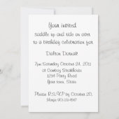 VINTAGE COWGIRL WESTERN PARTY INVITATION (Back)