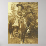 VINTAGE COWGIRL WESTERN  POSTER PRINT