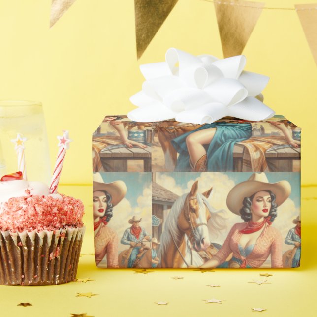 Vintage Cowgirl Wrapping Paper (Birthday Party)