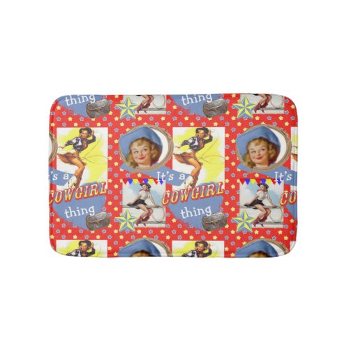 Vintage Cowgirls Roping Cowgirl Thing Bathroom Mat