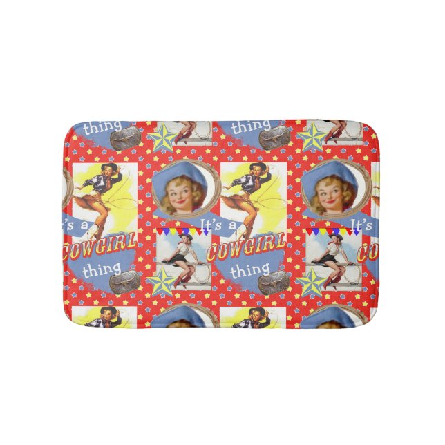 Vintage Cowgirls Roping Cowgirl Thing Bathroom Mat (Front)